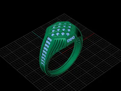 Print Ready STL 3DM  Gents Rings Diamond Men Ring  3D print model 216