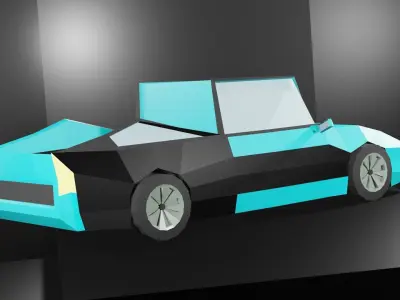 Lowpoly Sport Car - Type 2 - Light Blue Low-poly 3D model