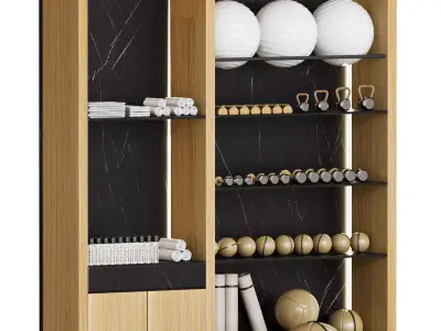 A set of yoga and fitness equipments 3D model