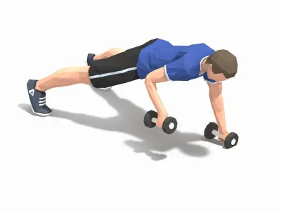 Plank Row Exercise Man Animation Low-poly 3D model