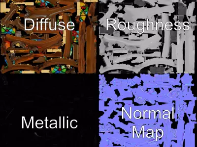 Elegant Stained Glass Window model pack Low-poly 3D model
