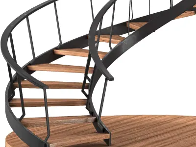 Wooden Spiral Staircase 3D model