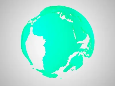 Globe Shell light teal green 3D model