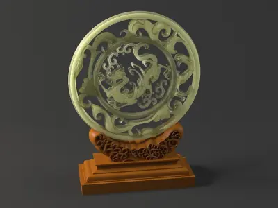 carved model jade seal panlong dragons sculpture  3D model