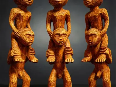 6 Statues Collection mexican figurine Low-poly 3D model