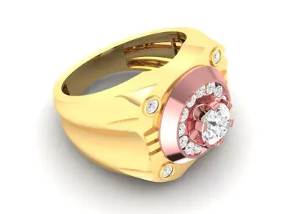 Luxury Round Cluster Signet Ring for Men  174 3D print model