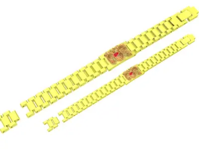 Luxury Link Bracelet with Gemstone Plate 3D Jewelry Model 4178 3D print model