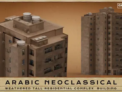 Arabic Neoclassical Tall Residential Complex Building Free low-poly 3D model