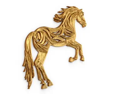 decor set wall panel horse relief mural CNC 09 3D print model