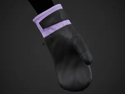 Light Violet And Black Snowboard Gloves Low-poly 3D model