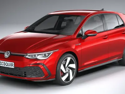 Volkswagen Golf GTI 5-door 2020 LowPoly Low-poly 3D model