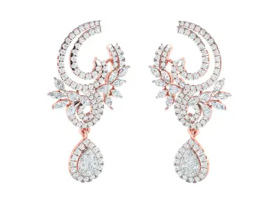 Women Earrings 3dm STL OBJ FBX Render Details  3D print model