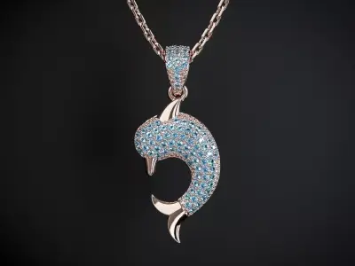 DOLPHIN PENDANT INLAID WITH STONES Printable Model 3D print model