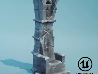 Ancient Stone Throne PBR Game Ready Low-poly 3D model