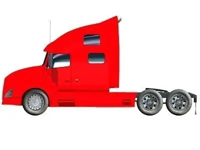 Red Truck Tractor 01 3D model