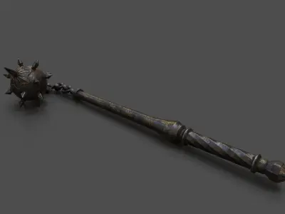 Ornamented Iron Flail Low-poly 3D model