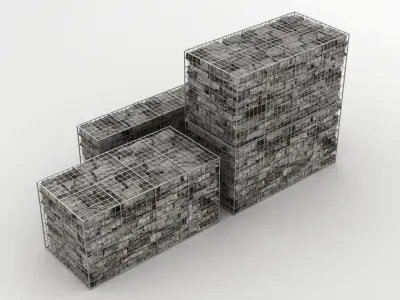 Gabion Stone Wall Baskets 002 3D model