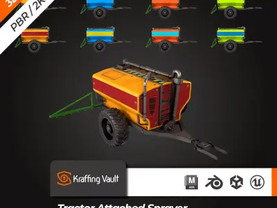 Tractor Sprayer Low-poly 3D model