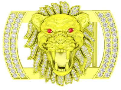 Luxury Diamond Lion Gold Belt Buckle 4562A 3D print model