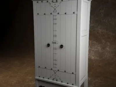 The closet checkered armoire Low-poly 3D model