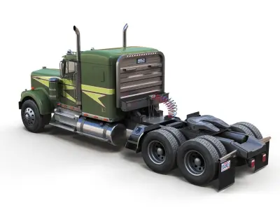 Kenworth W900A sleeper semitruck Low-poly 3D model