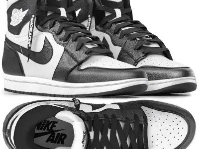 white nike air jordan 1 retro 3D model