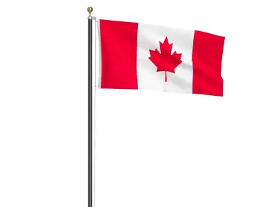 Canada Flag High Flagpole 3D model