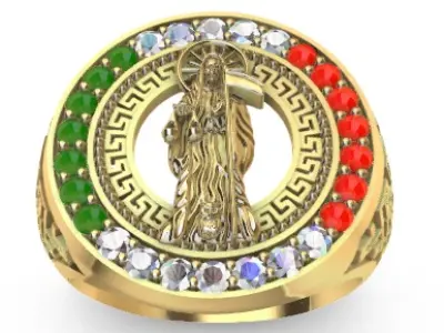 Gents Rings Holy Death Ring 3DM STL Mens Rings Santa Muerte 3D print model