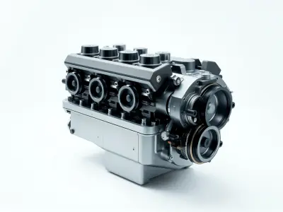 Inline 6-Cylinder Engine model pack with robust cast-iron block Low-poly 3D model