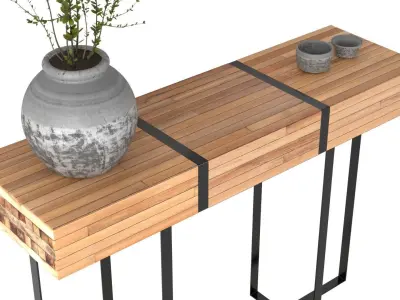 Entry Table D - Vase and Mirrors Low-poly 3D model