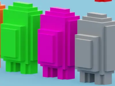 Voxel Among Us Low-poly 3D model