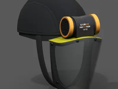 Gas mask helmet 3d model military combat fantasy  Low-poly 3D model