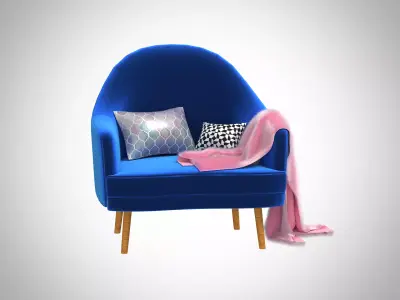 Armchair with blanket and cushions  3D model