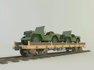 train wagon willys jeep 3D model