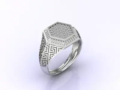 Print Ready STL 3DM  Gents Rings Diamond Men Ring  3D print model 194