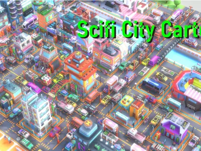 Scifi  Low Poly  Cartoon City  Low-poly 3D model purchase