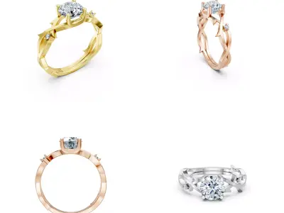 Luxury Twisted Solitaire Diamond Ring CAD Model 3DM File 3D print model