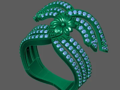 Womens Rings With Stone Ring Ready STL 3DM Models Rings women 3D print model 23