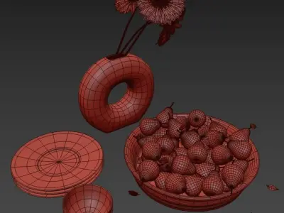 Pears with Flowers 3D model