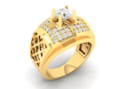 Luxury Grid Diamond Ring for Men 582 3D print model