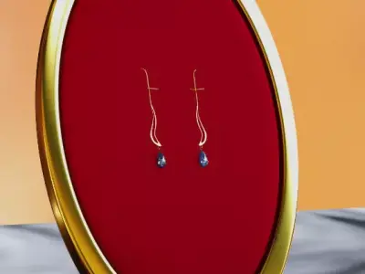 3D Luxury Earring Jewellery Gold Diamond Set Accessories  3D model