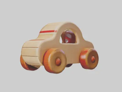 Wooden Toy Car Low-poly 3D model buy