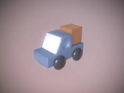 Wooden Toy Pickup low poly game ready Low-poly 3D model