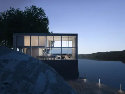 Glass House Escena Modelado 3D 3D model