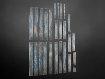 Old wooden planks Low-poly 3D model