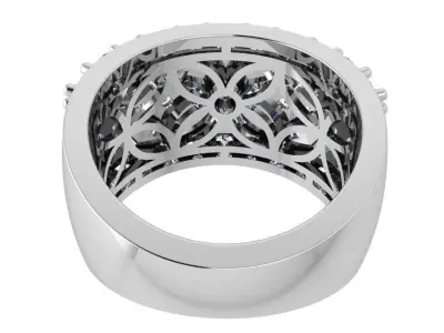 Wide Luxury Ring With Diamonds 3679 3D print model