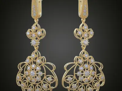 Earring 3D model 3D printable model 0102-49 Free 3D print model