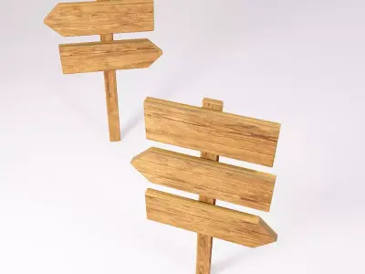 Sign boards low poly 3d model set 5 Free low-poly 3D model