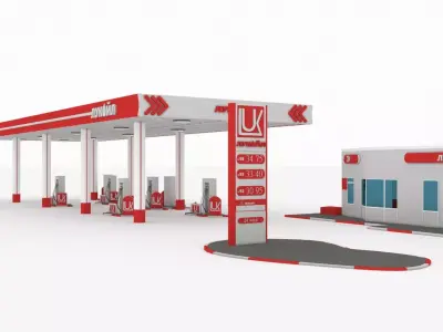 Gas Station lukoil  Low-poly 3D model