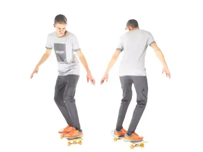 Young man on a skate 36 Low-poly 3D model